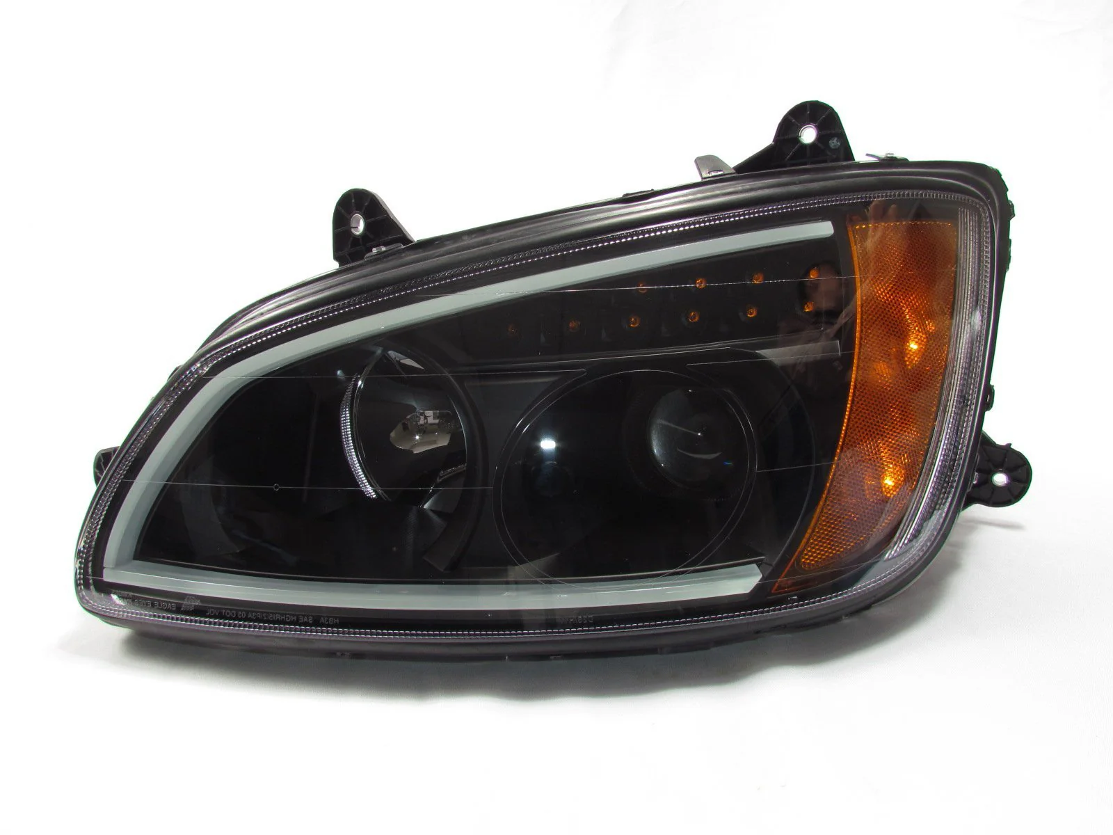 Black Projector Headlights w/LED Bar Set for Kenworth T660 - Both Sides - Image 9